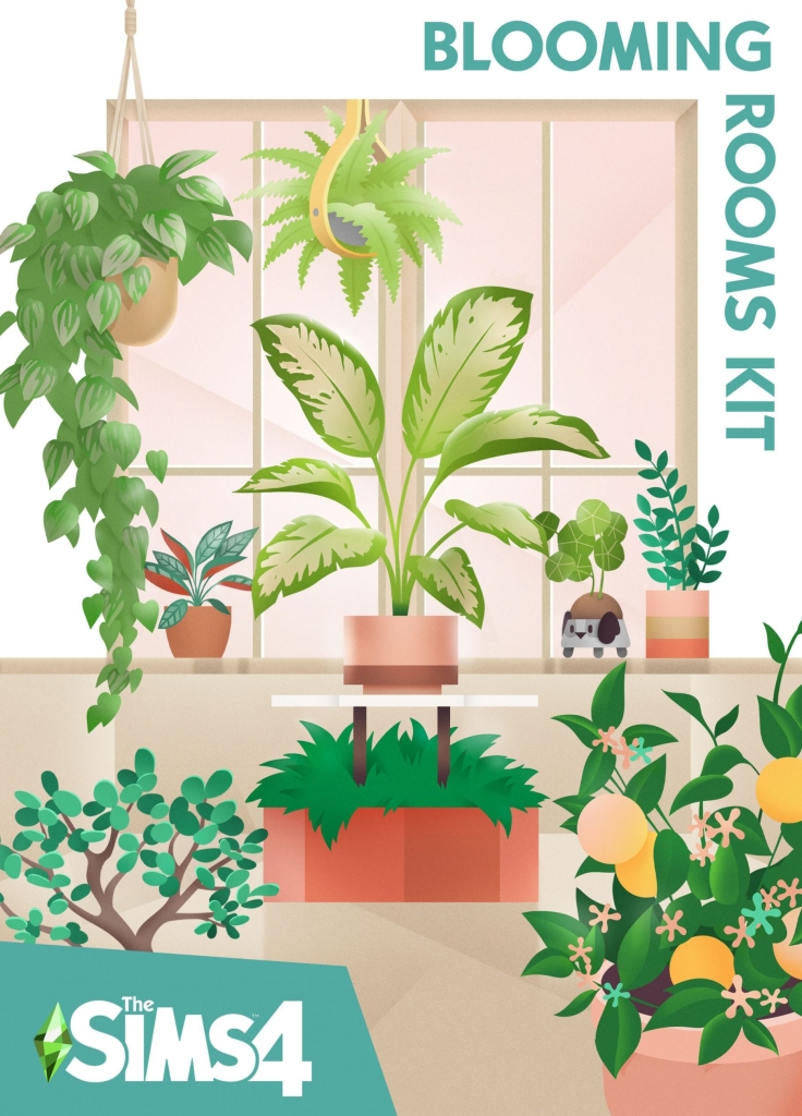 the sims 4 blooming rooms kit cover with plants