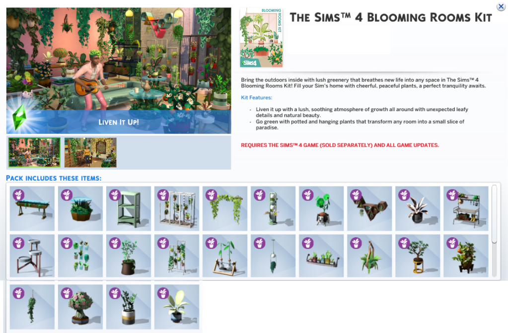 the sims 4 blooming rooms kit items